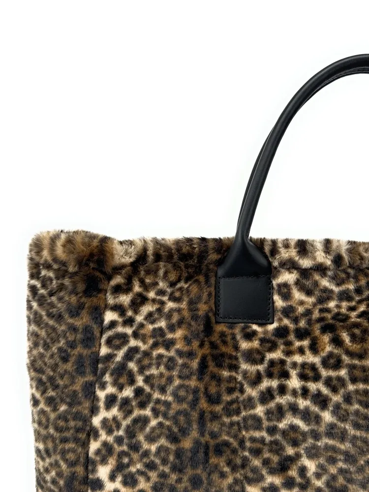 Sac cabas shopping XL en fausse fourrure et cuir TABBY Ocelot - Image 4