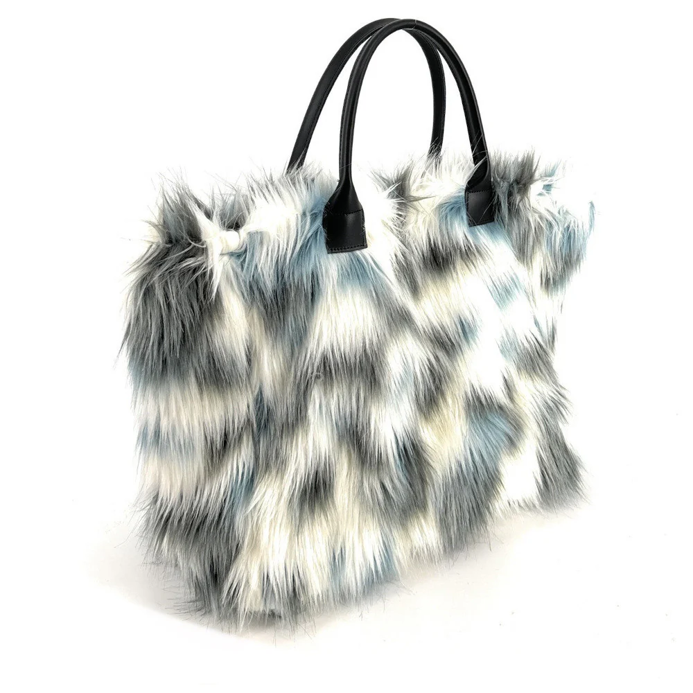 Sac cabas shopping XL en fausse fourrure et cuir TABBY YETI - Image 2