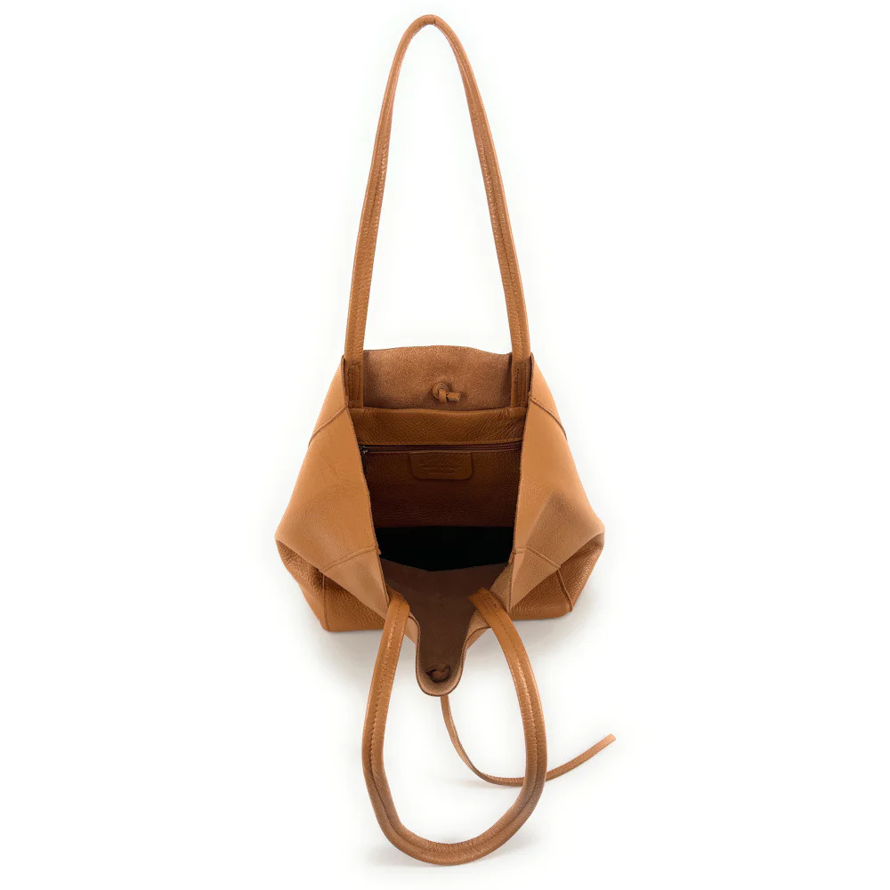 Sac cabas en cuir grainé NICE Marron Camel clair - Image 5