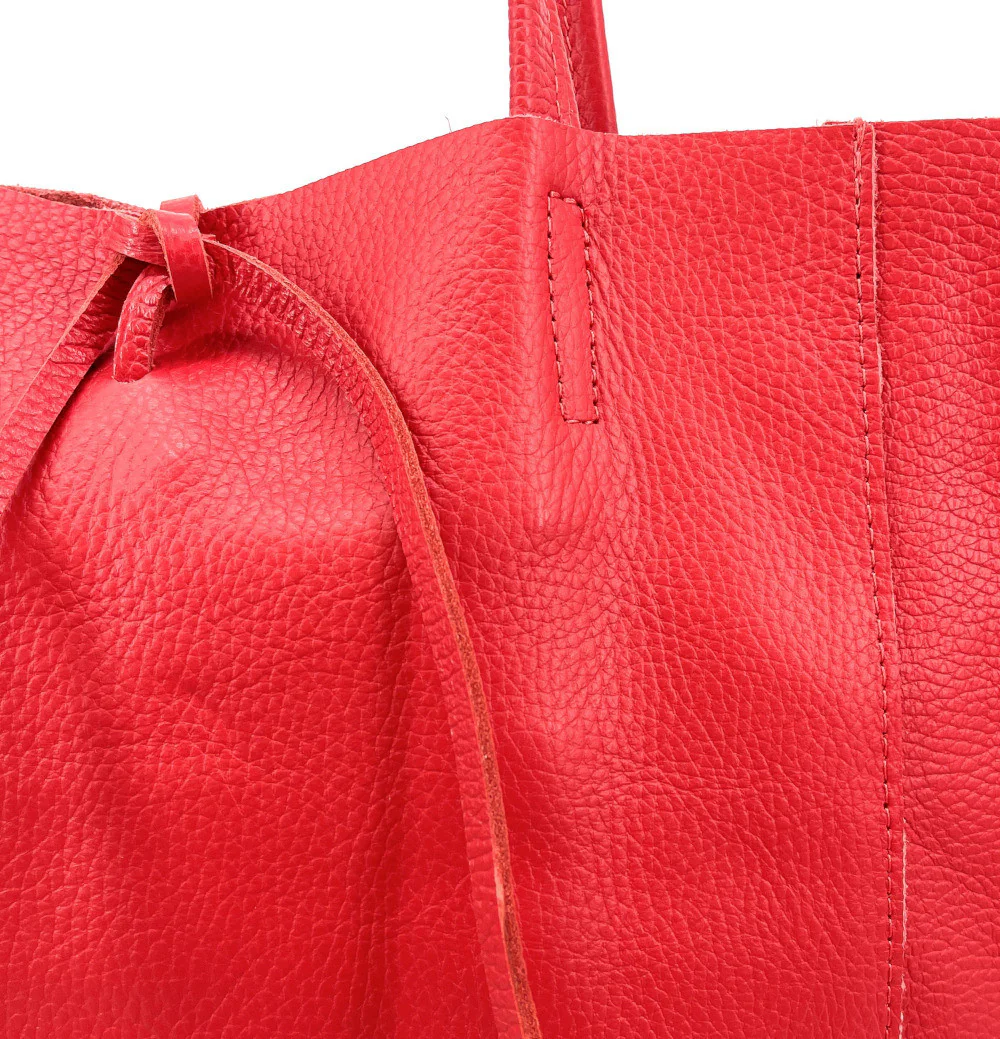 Sac cabas en cuir grainé NICE Rouge garance - Image 6