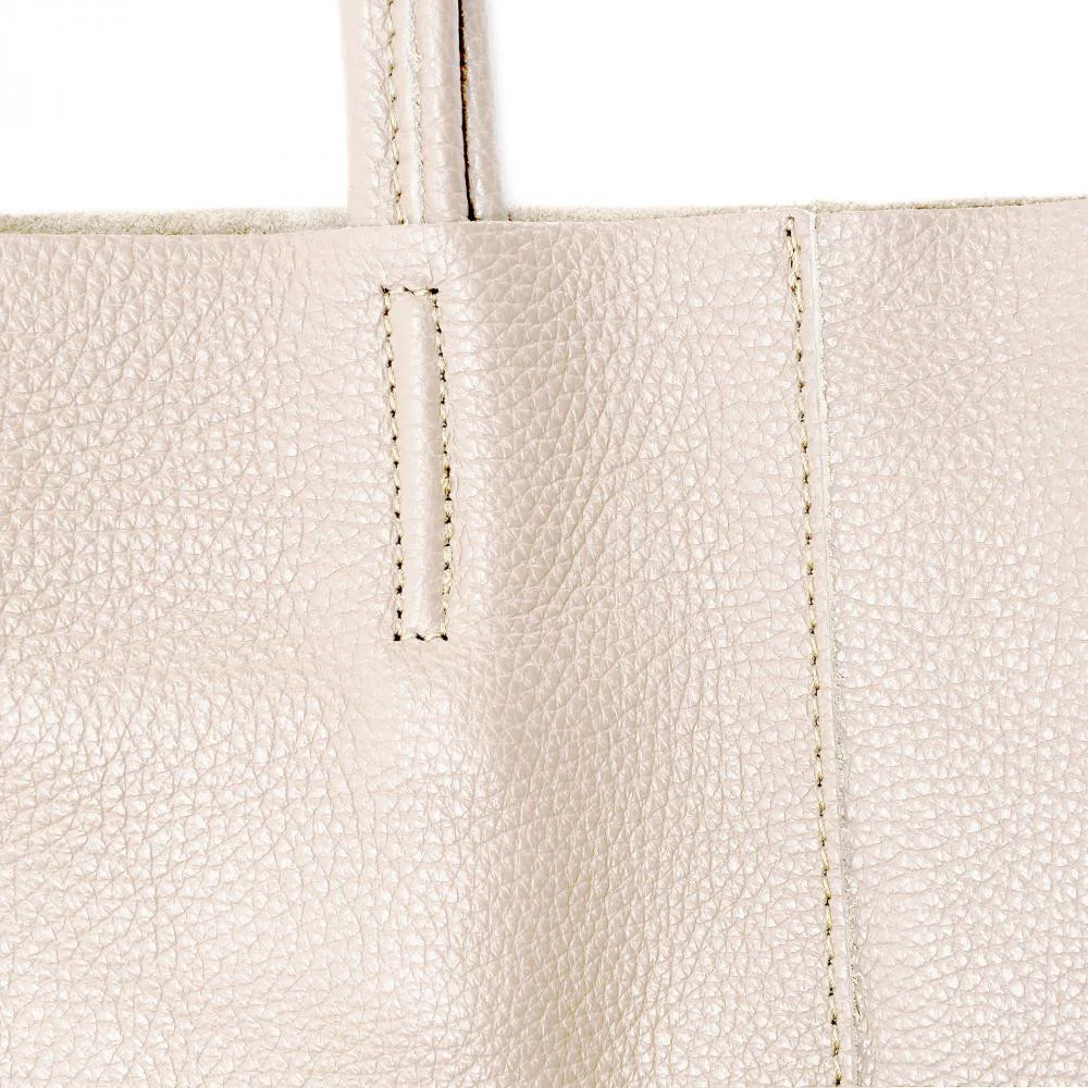 Sac cabas en cuir grainé NICE Taupe clair - Image 4