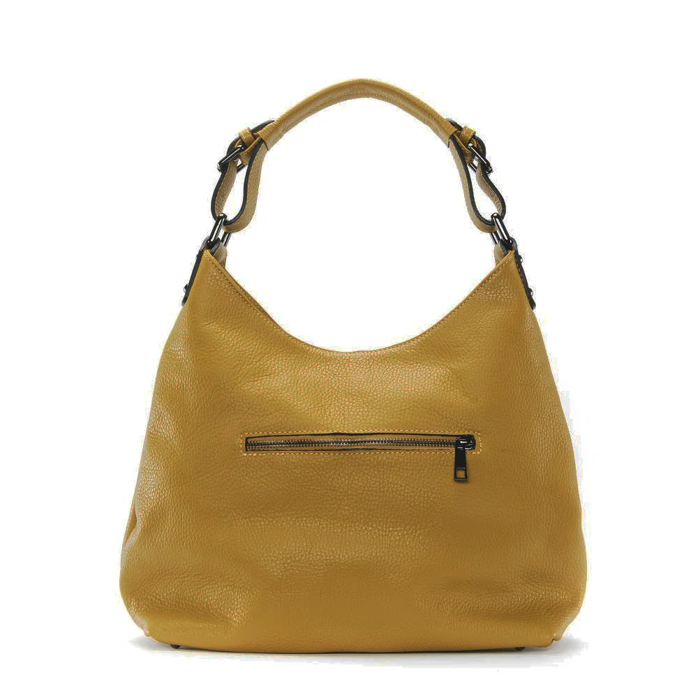Sac à main cabas en cuir grainé NIKEE Jaune Moutarde - Image 3