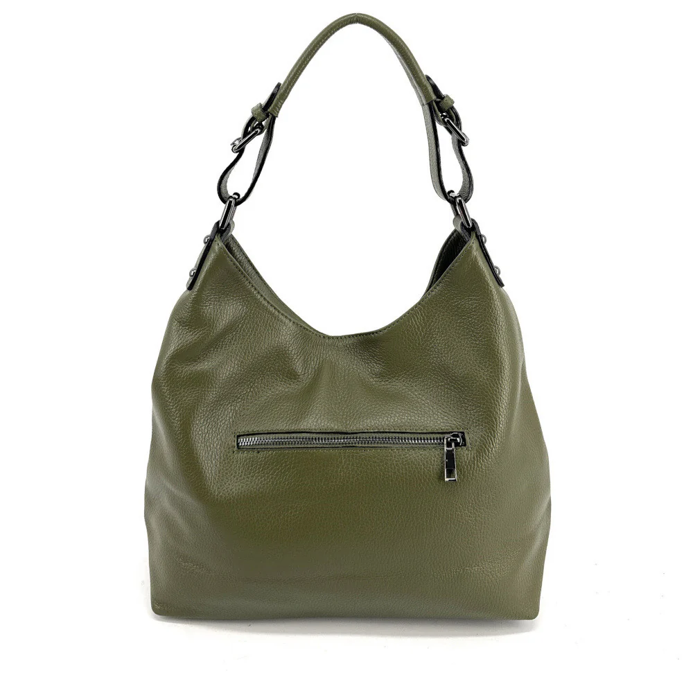 Sac à main cabas en cuir grainé NIKEE Kaki - Image 3