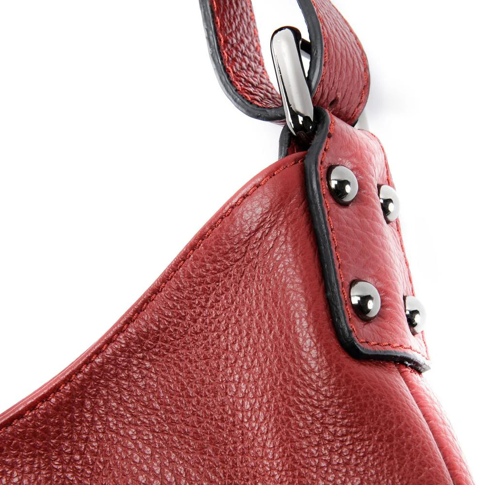 Sac à main cabas en cuir grainé NIKEE Rouge foncé - Image 4