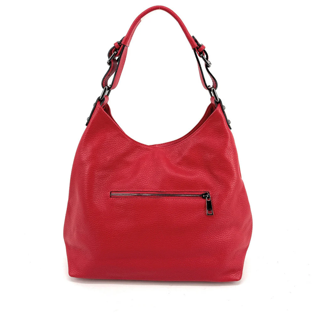 Sac à main cabas en cuir grainé NIKEE Rouge garance - Image 3