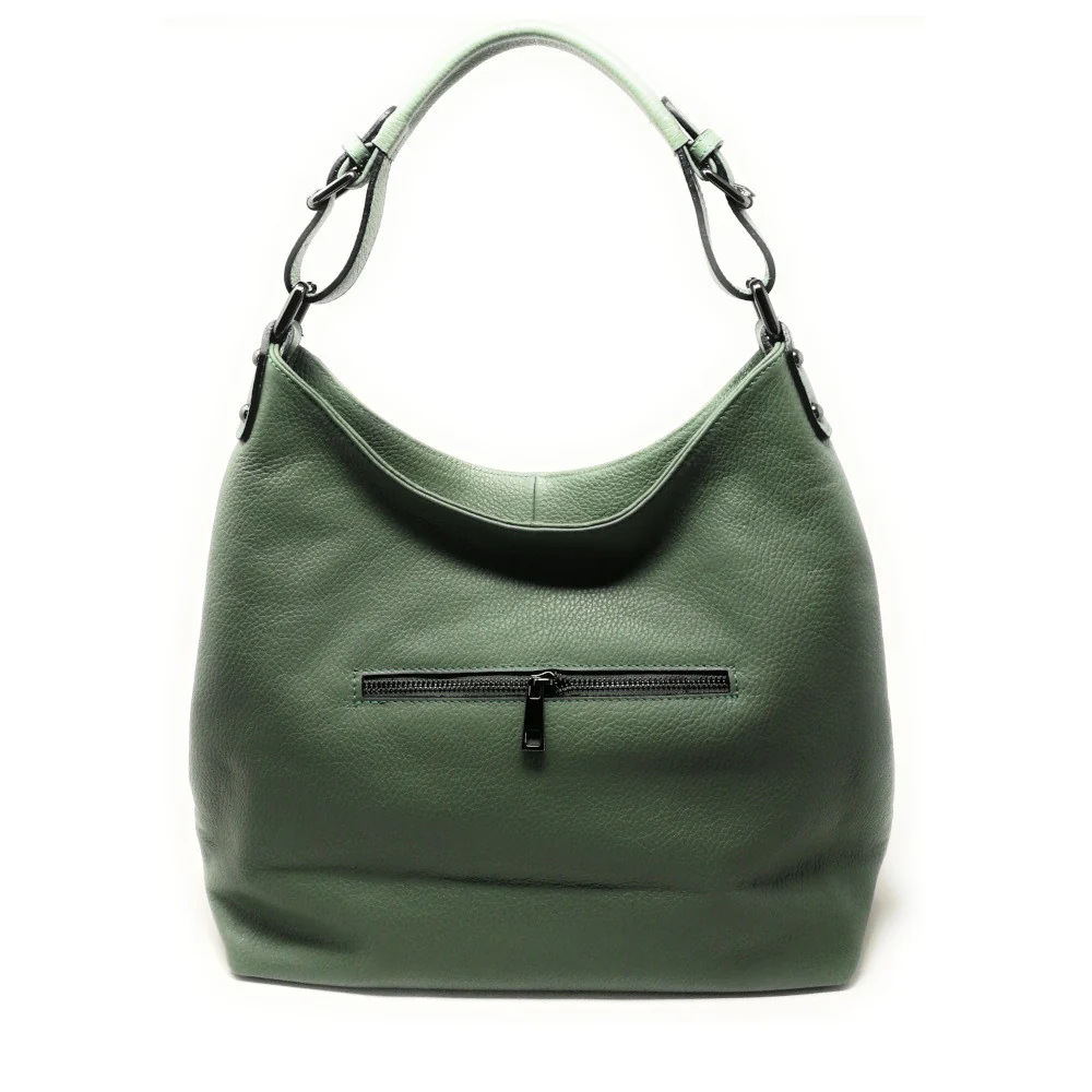Sac à main cabas en cuir grainé NIKEE Vert pastel - Image 3