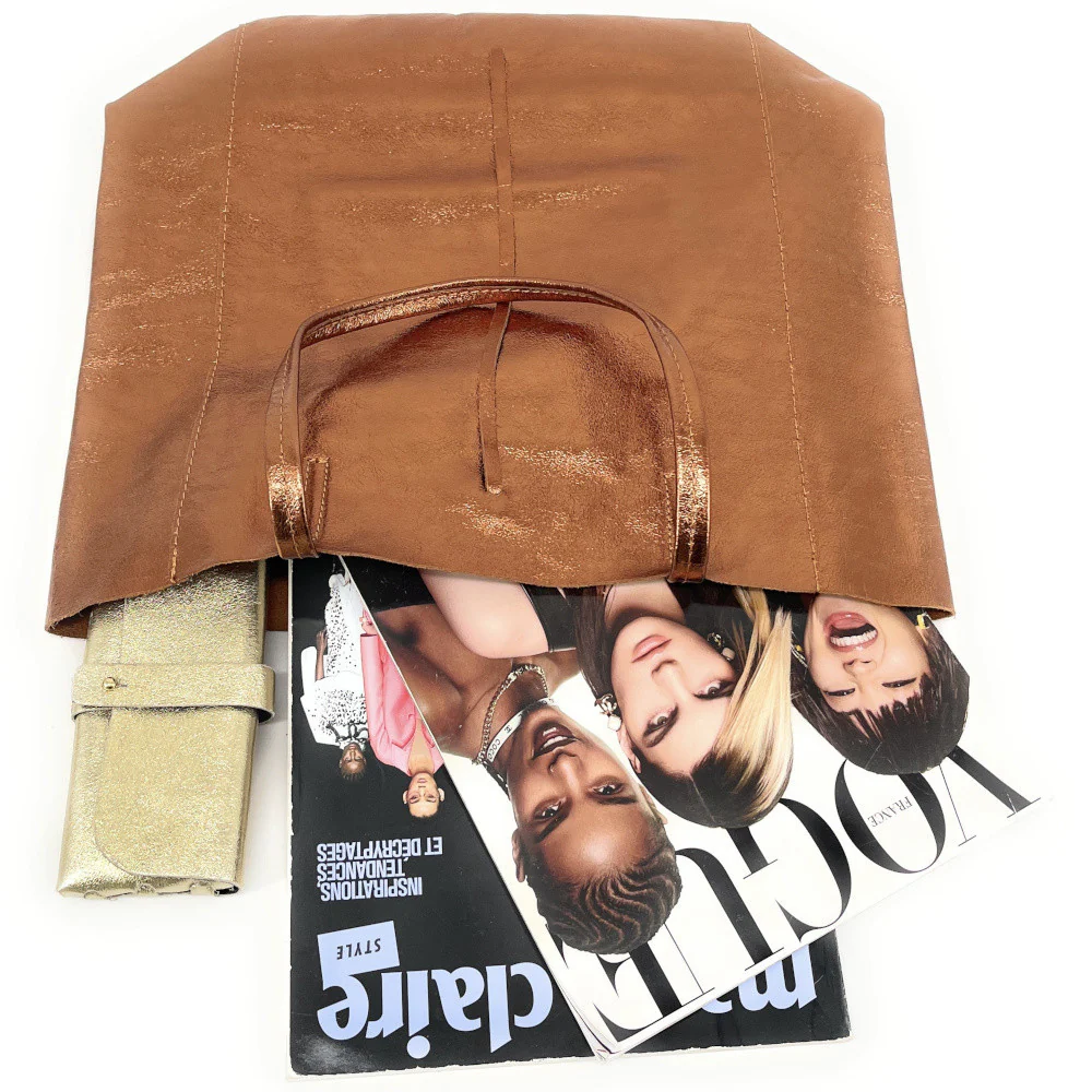 Sac cabas en cuir métallisé NICE Bronze - Image 5