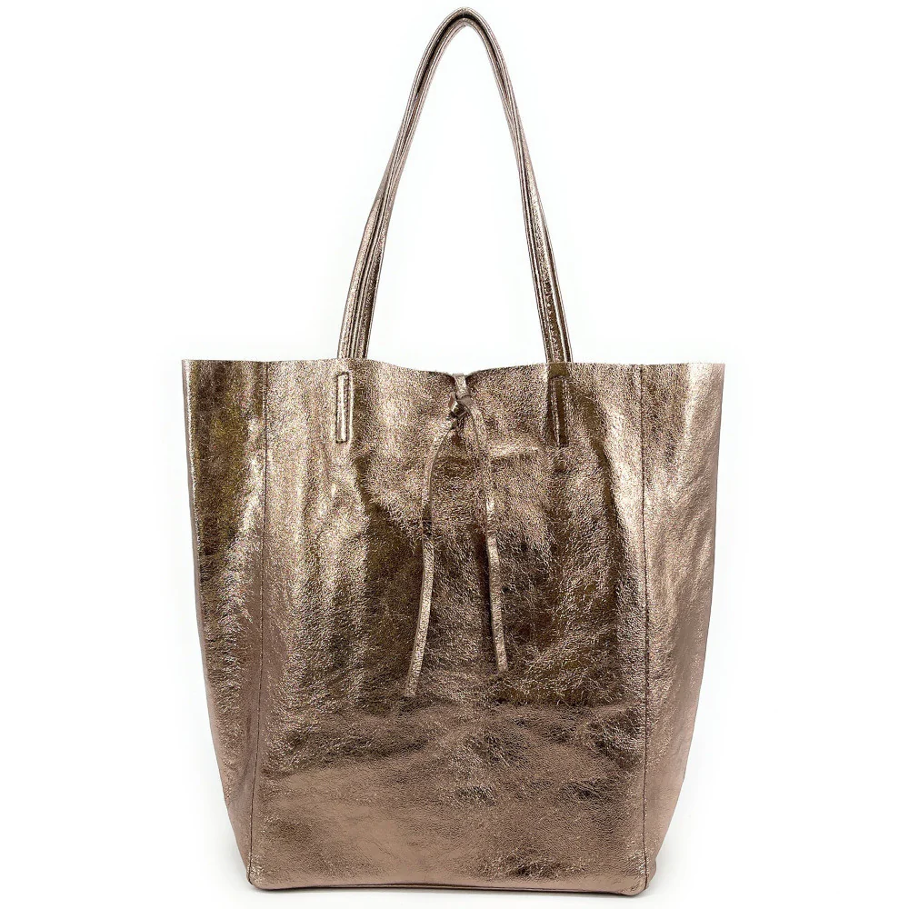 Sac cabas en cuir métallisé NICE Champagne irisé - Image 3