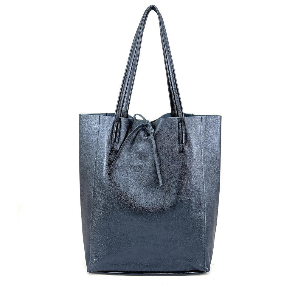 Sac cabas en cuir métallisé NICE Bleu céleste - Image 3