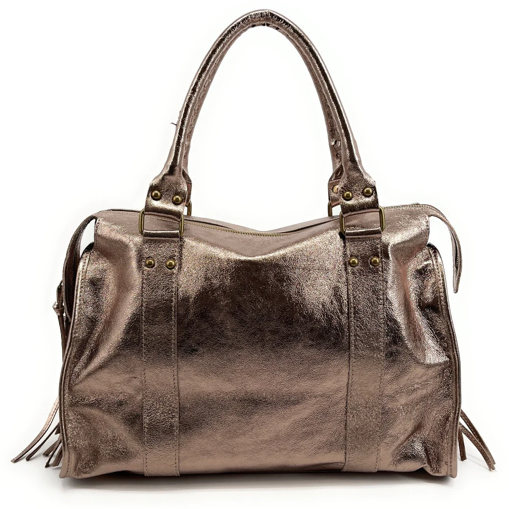 Sac à main en cuir irisé SANDSTORM Champagne - Image 3