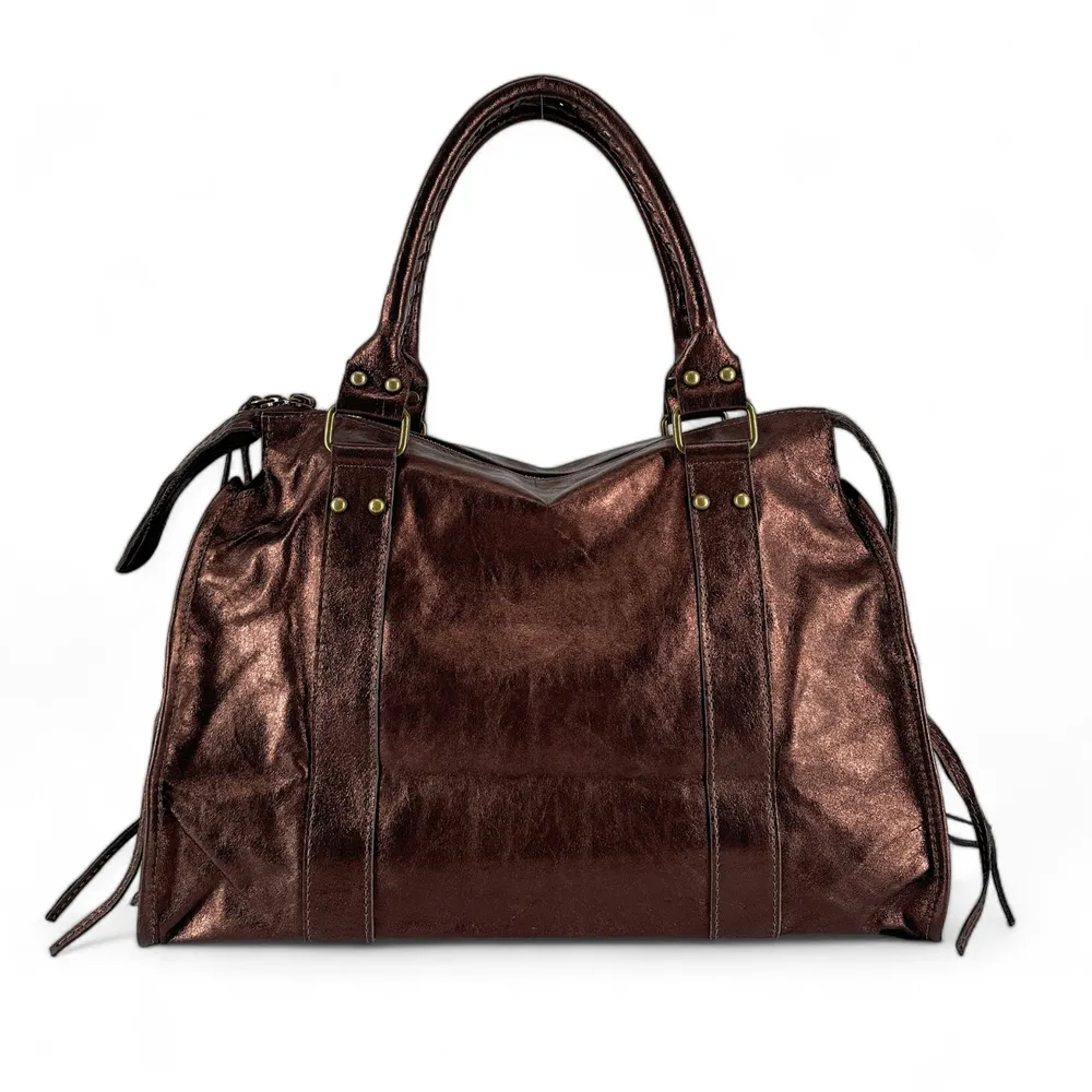 Sac à main en cuir irisé SANDSTORM Chocolat - Image 3