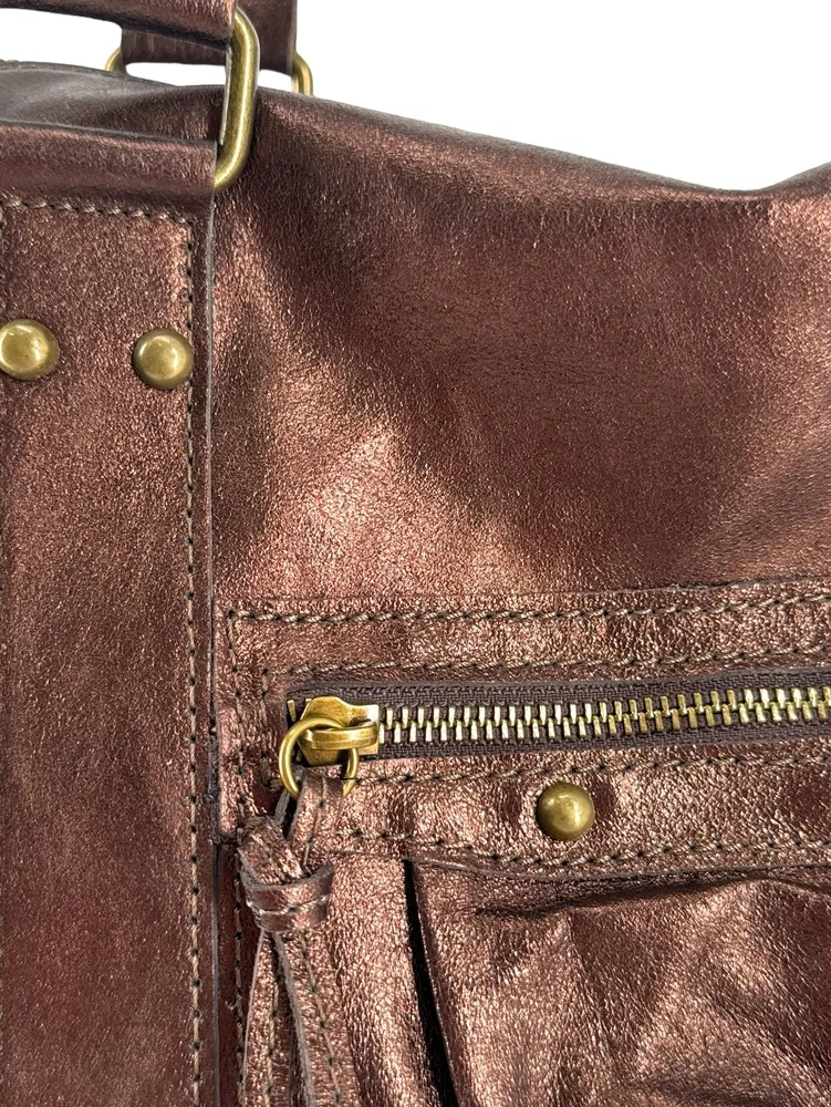 Sac à main en cuir irisé SANDSTORM Chocolat - Image 4