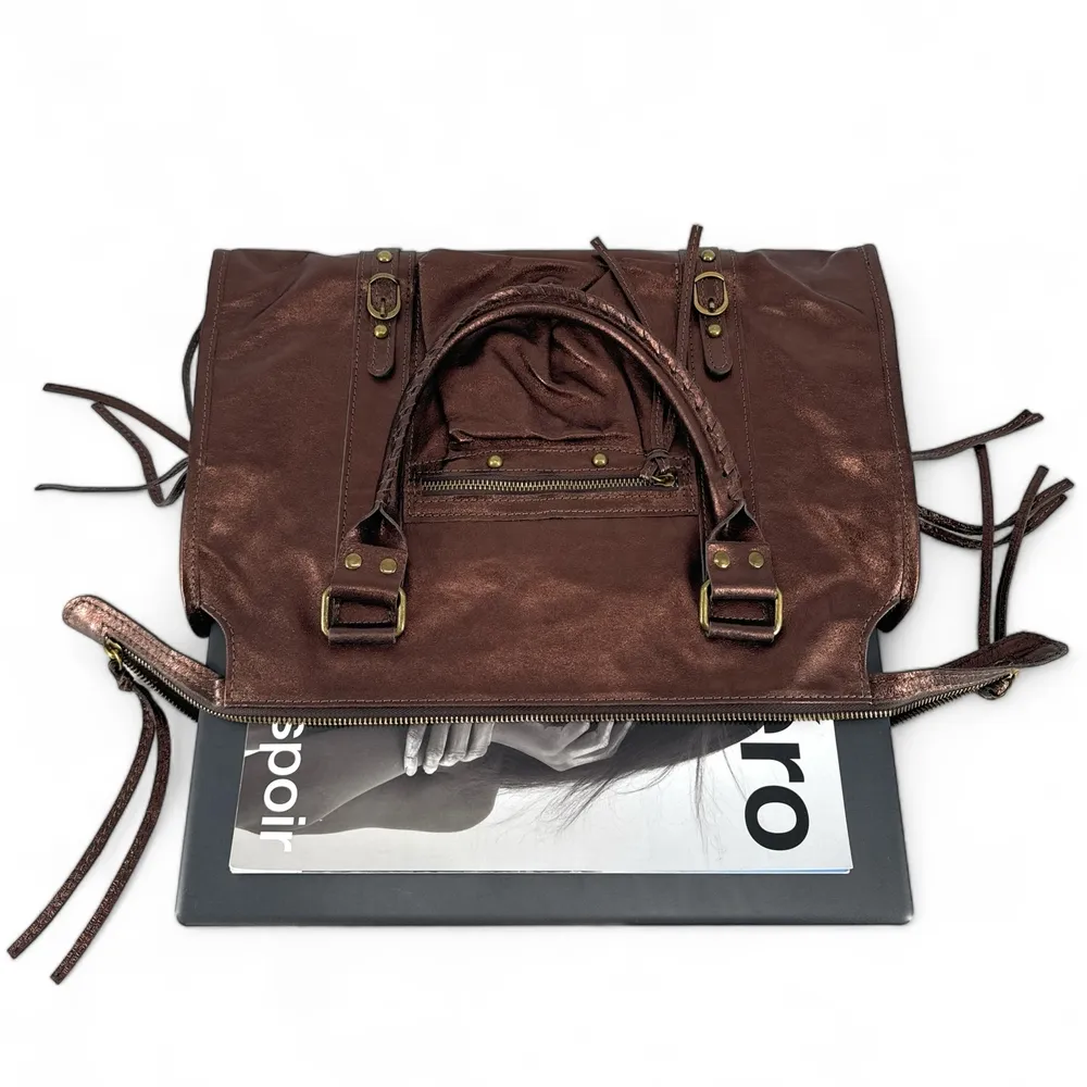 Sac à main en cuir irisé SANDSTORM Chocolat - Image 5