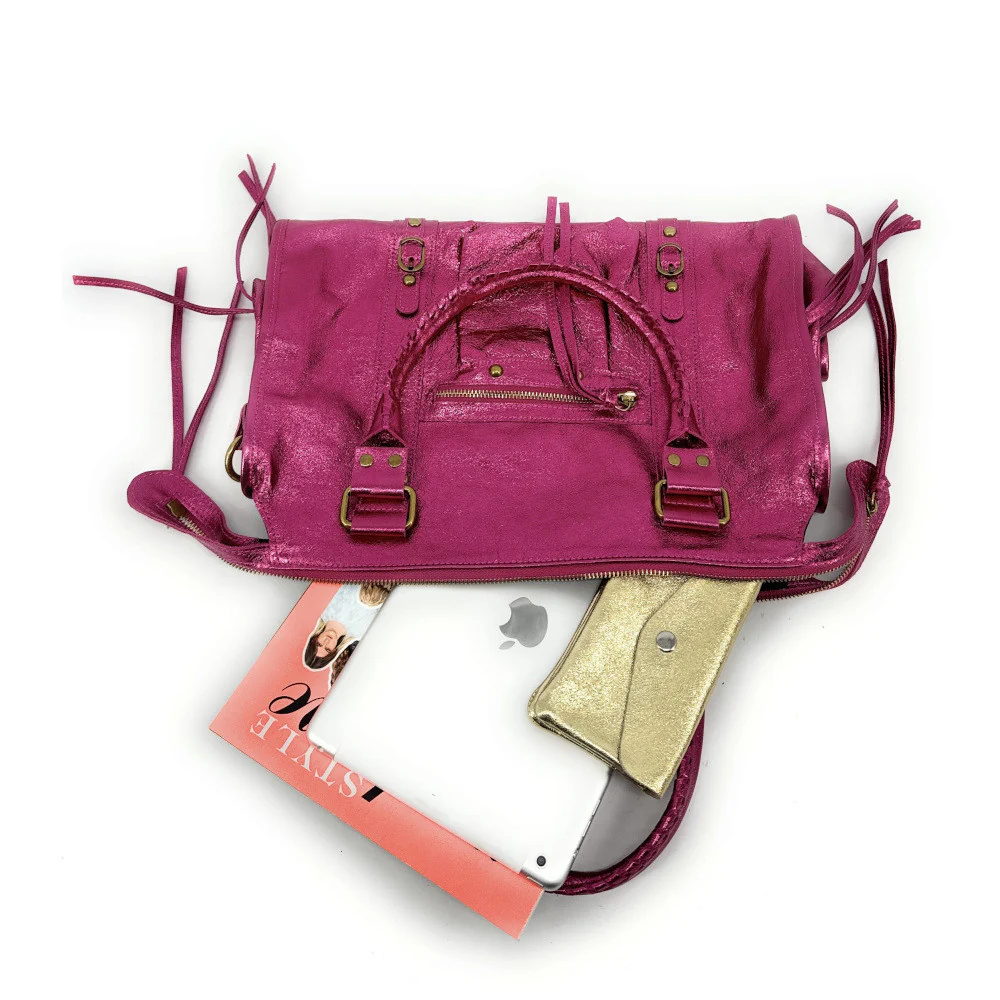 Sac à main en cuir irisé SANDSTORM Fuchsia irisé - Image 4