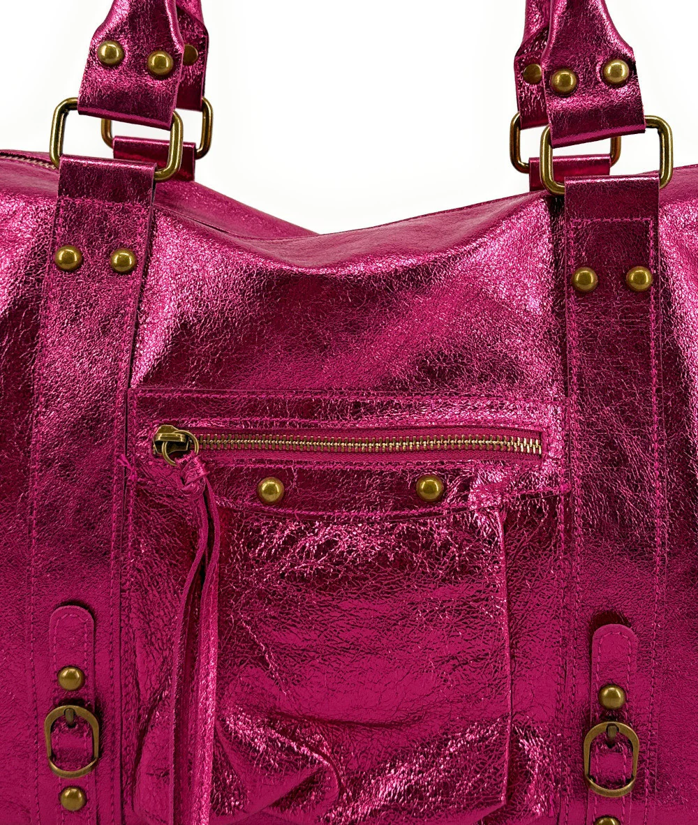 Sac à main en cuir irisé SANDSTORM Fuchsia irisé - Image 5
