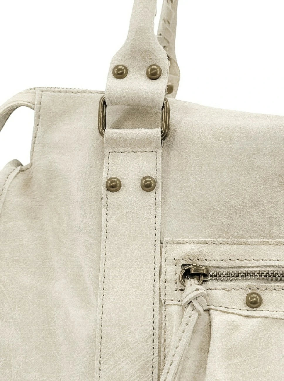 Sac à main en cuir brossé SANDSTORM Beige crème - Image 6