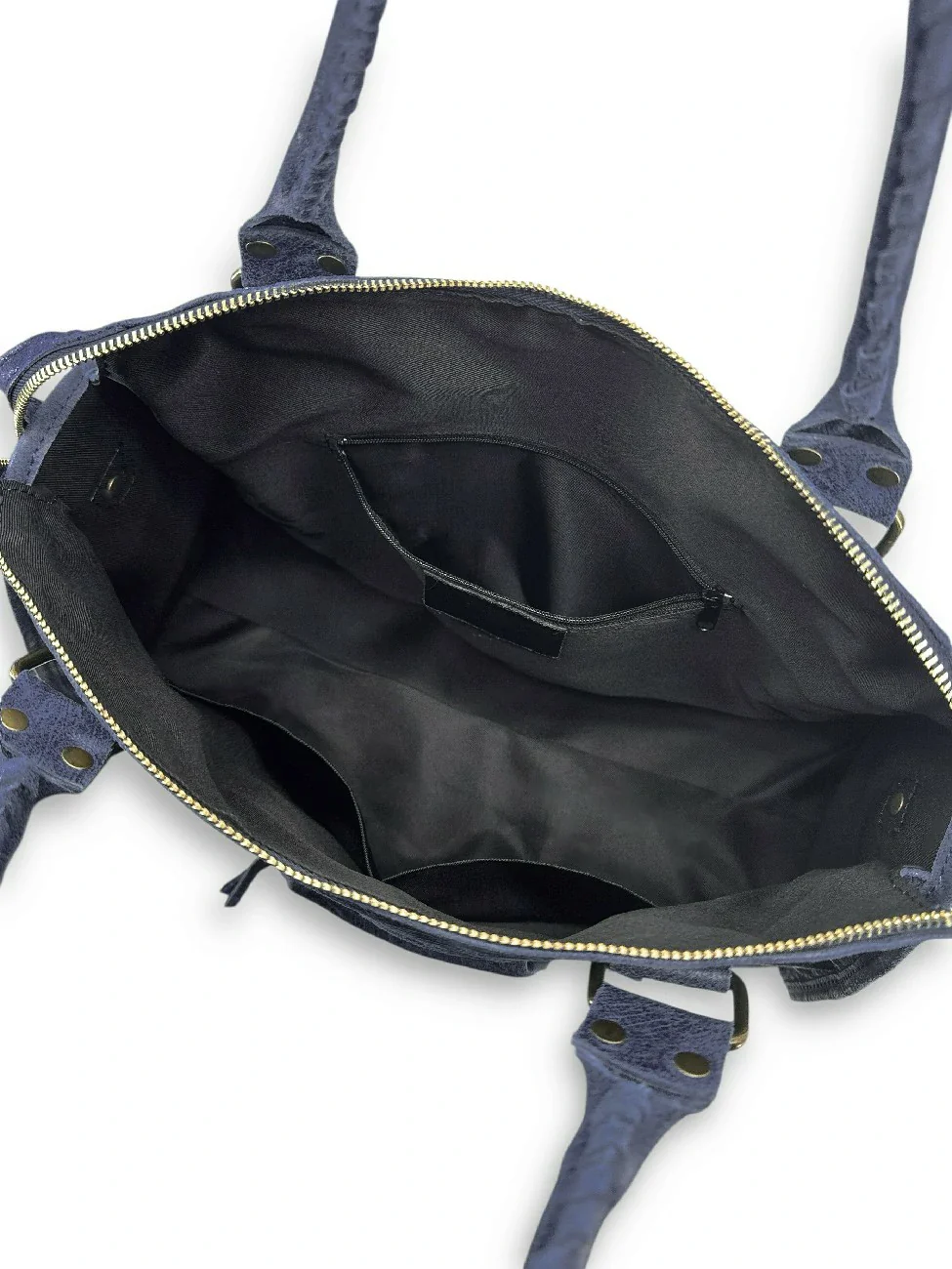 Sac à main en cuir brossé SANDSTORM Bleu marine - Image 7