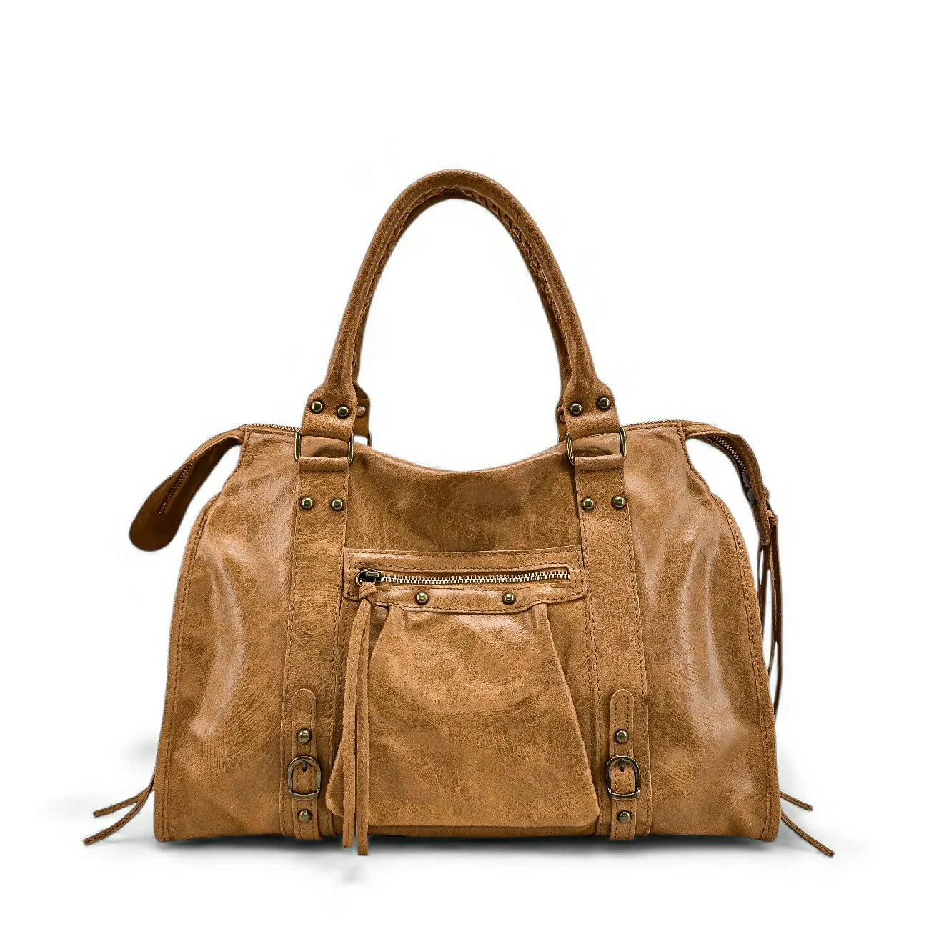 Sac à main en cuir brossé SANDSTORM Camel - Image 4