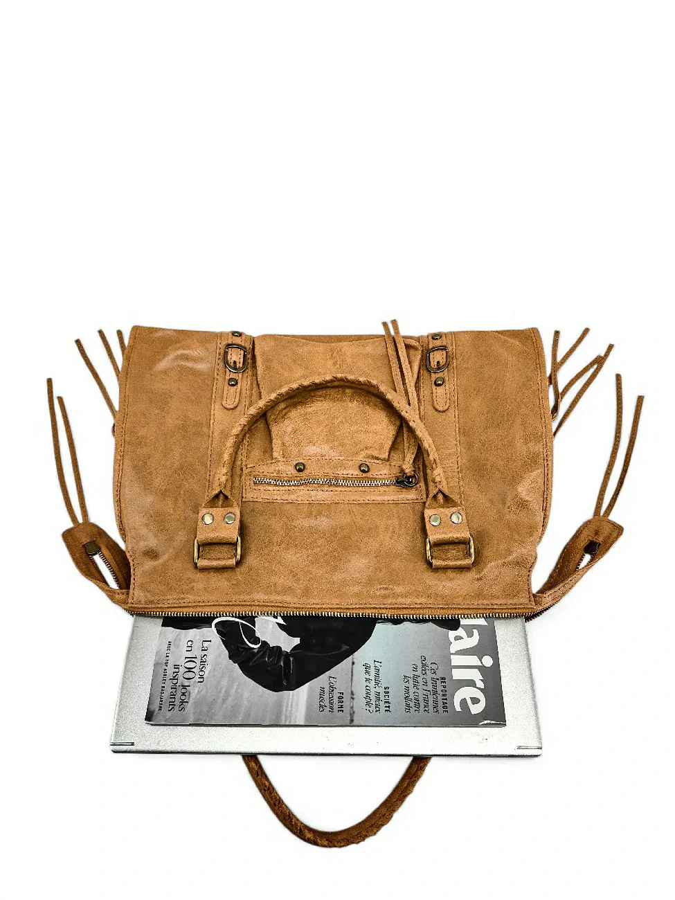 Sac à main en cuir brossé SANDSTORM Camel - Image 5