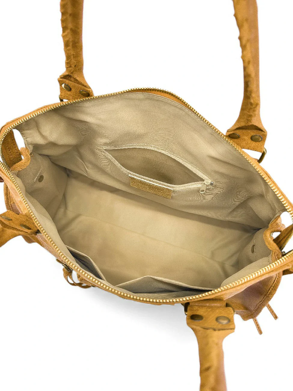 Sac à main en cuir brossé SANDSTORM Camel clair - Image 8