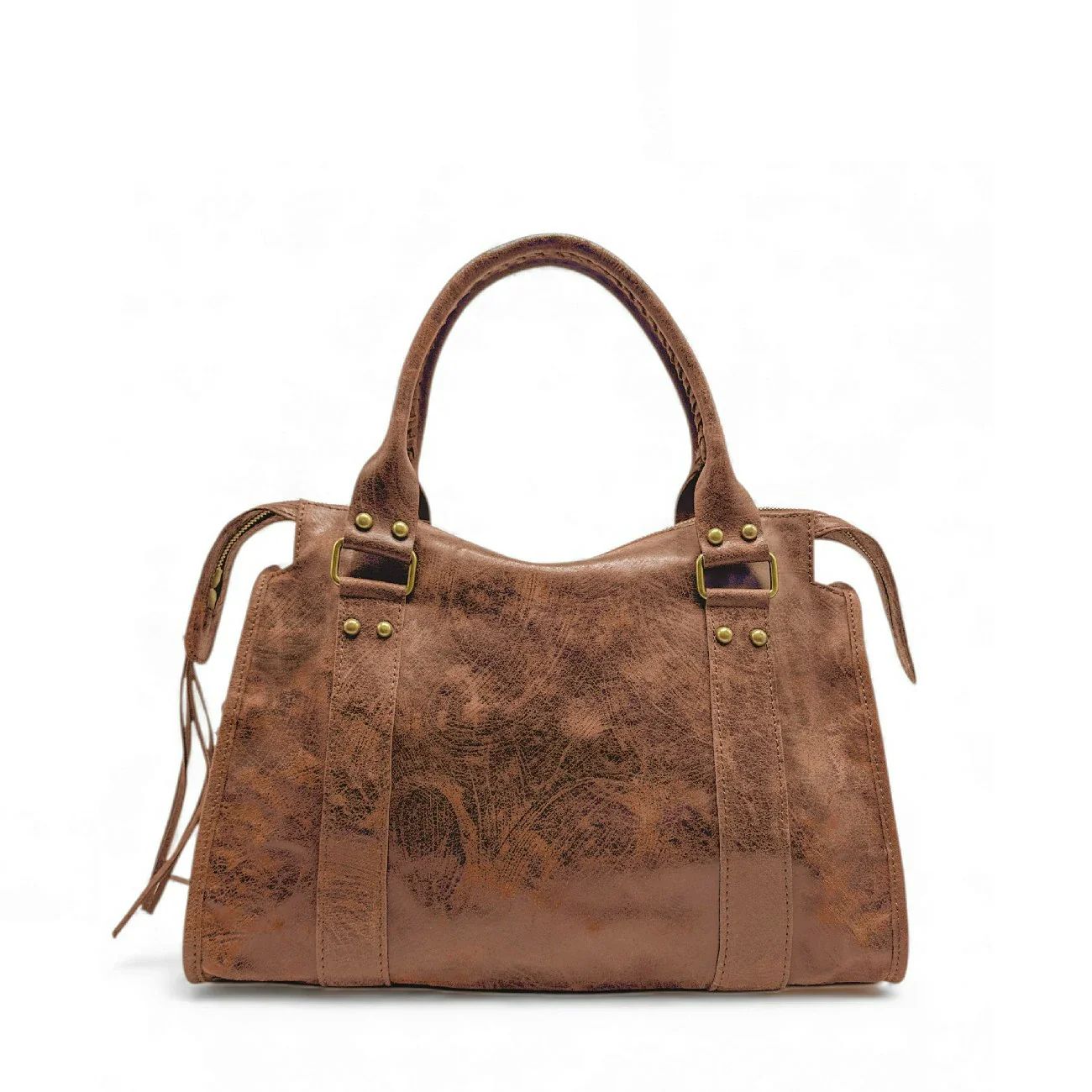 Sac à main en cuir brossé SANDSTORM Camel foncé - Image 3