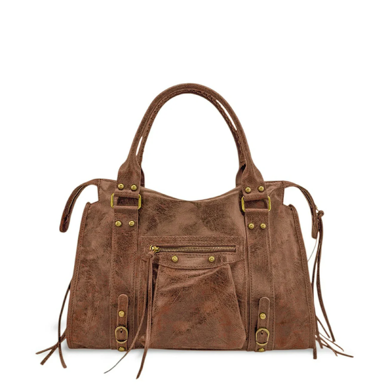 Sac à main en cuir brossé SANDSTORM Camel foncé - Image 4