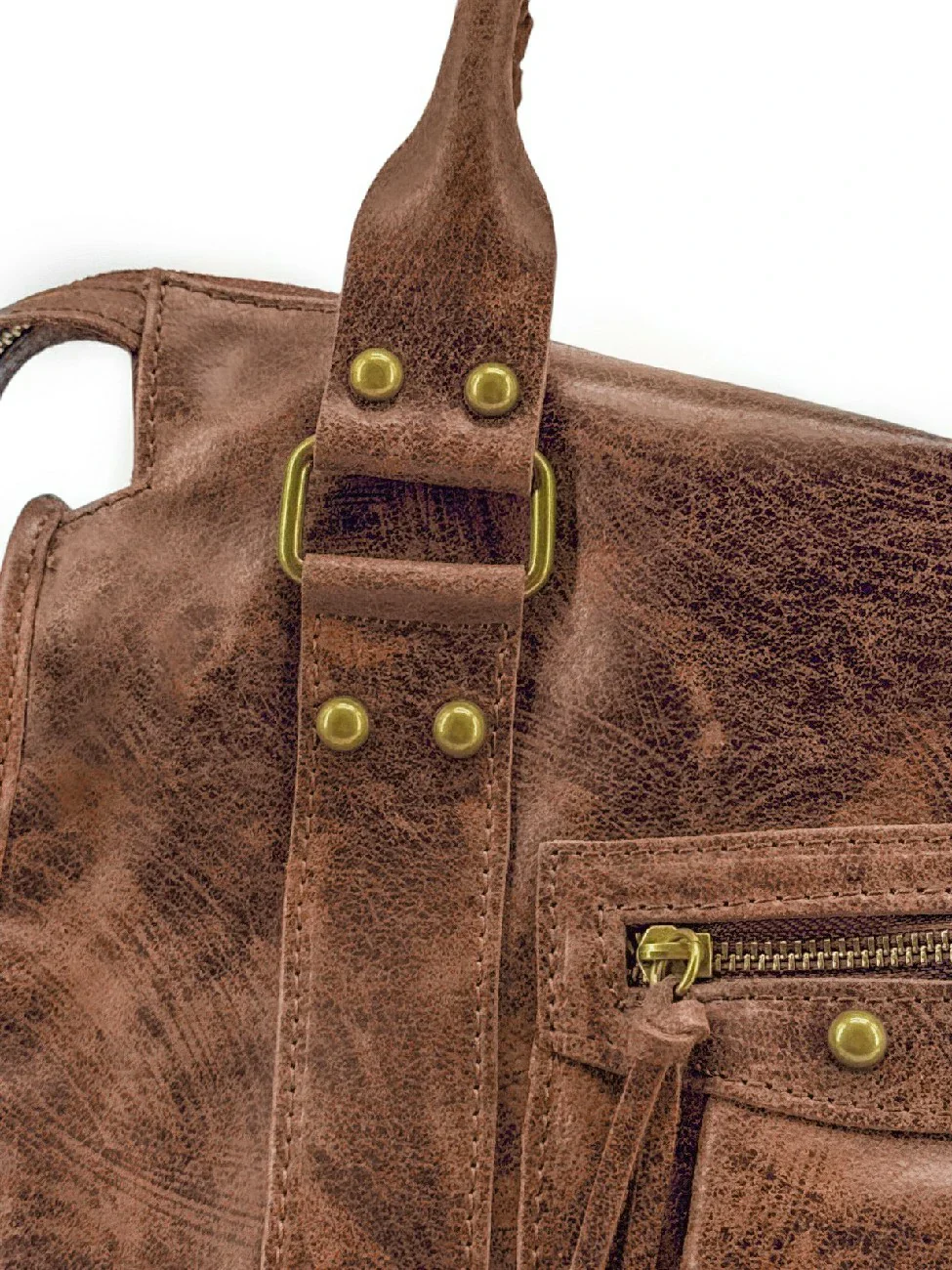 Sac à main en cuir brossé SANDSTORM Camel foncé - Image 6