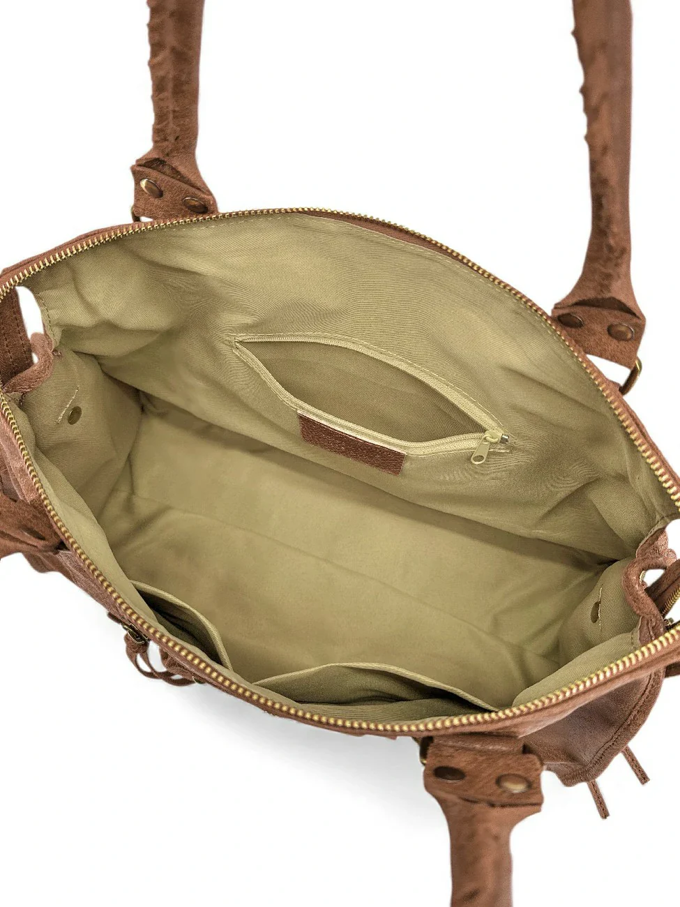 Sac à main en cuir brossé SANDSTORM Camel foncé - Image 7