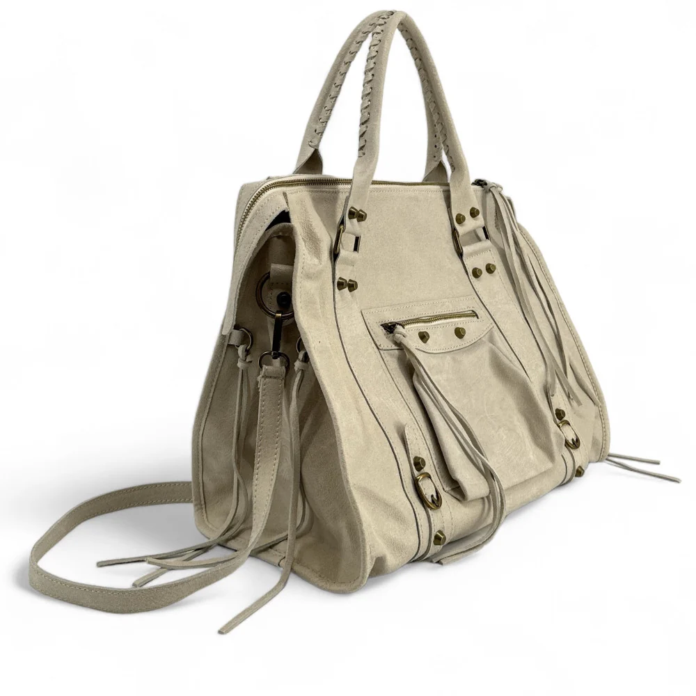 Sac à main en cuir brossé SANDSTORM E.L. SIROCCO Beige crème - Image 3