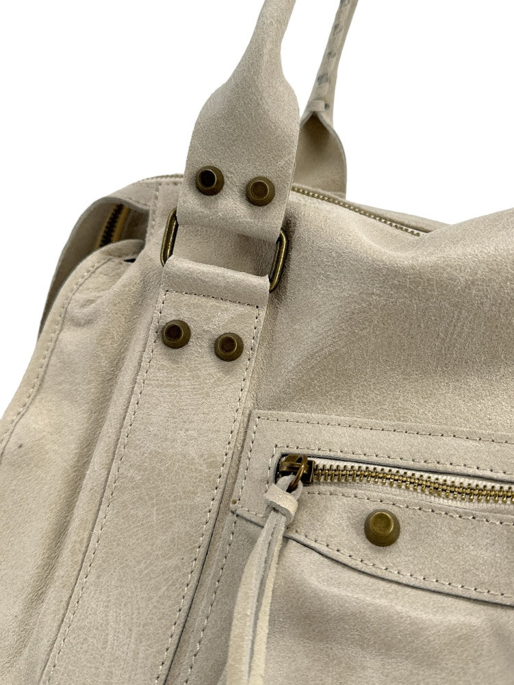 Sac à main en cuir brossé SANDSTORM E.L. SIROCCO Beige crème - Image 4