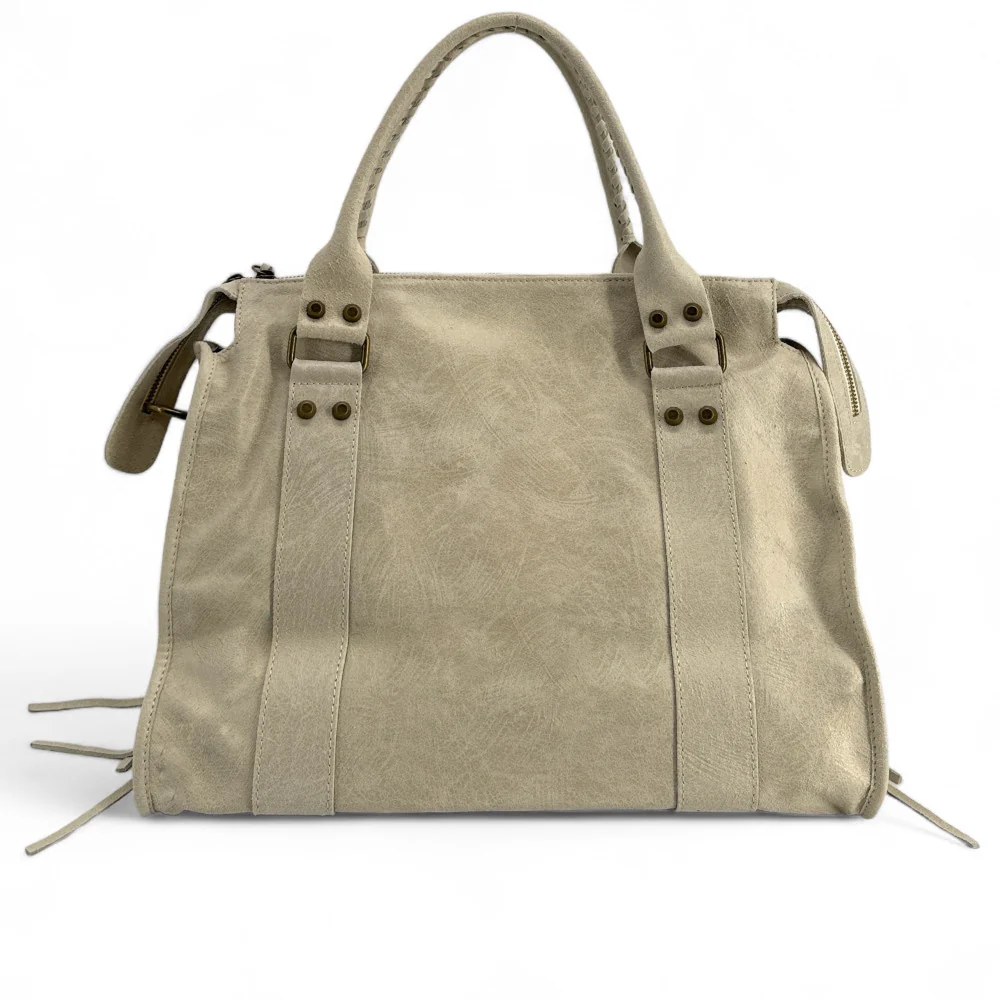 Sac à main en cuir brossé SANDSTORM E.L. SIROCCO Beige crème - Image 5