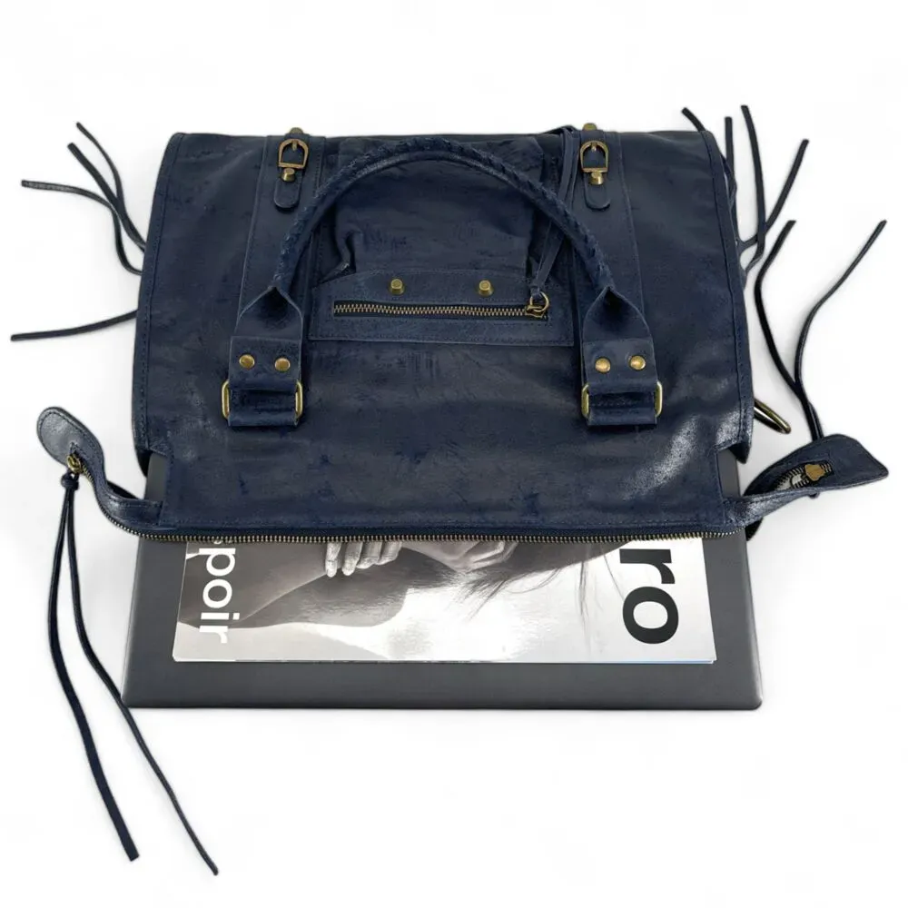 Sac à main en cuir brossé SANDSTORM E.L. SIROCCO Bleu foncé - Image 4