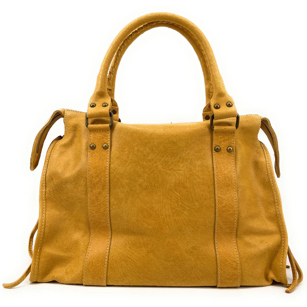 Sac à main en cuir brossé SANDSTORM Jaune Moutarde - Image 3