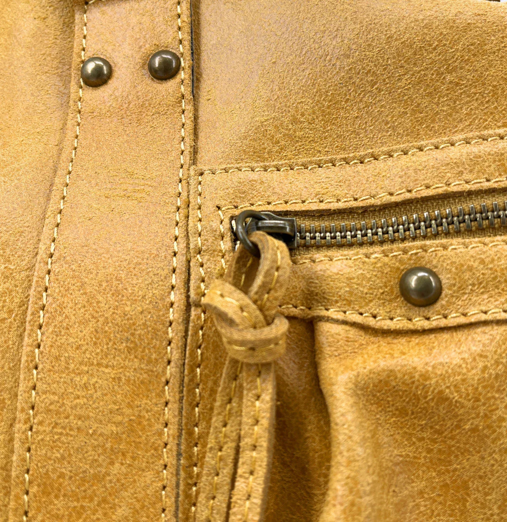Sac à main en cuir brossé SANDSTORM Jaune Moutarde - Image 4