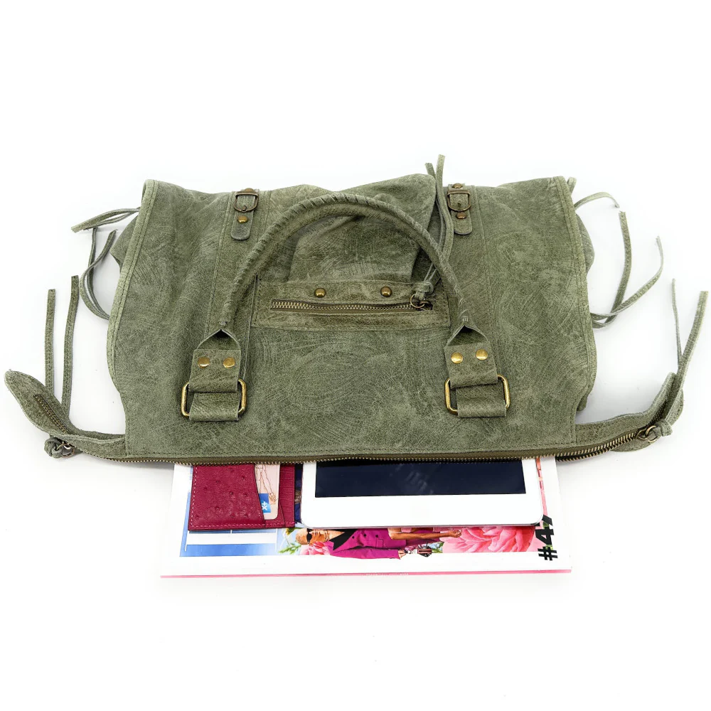 Sac à main en cuir brossé SANDSTORM Kaki clair - Image 4