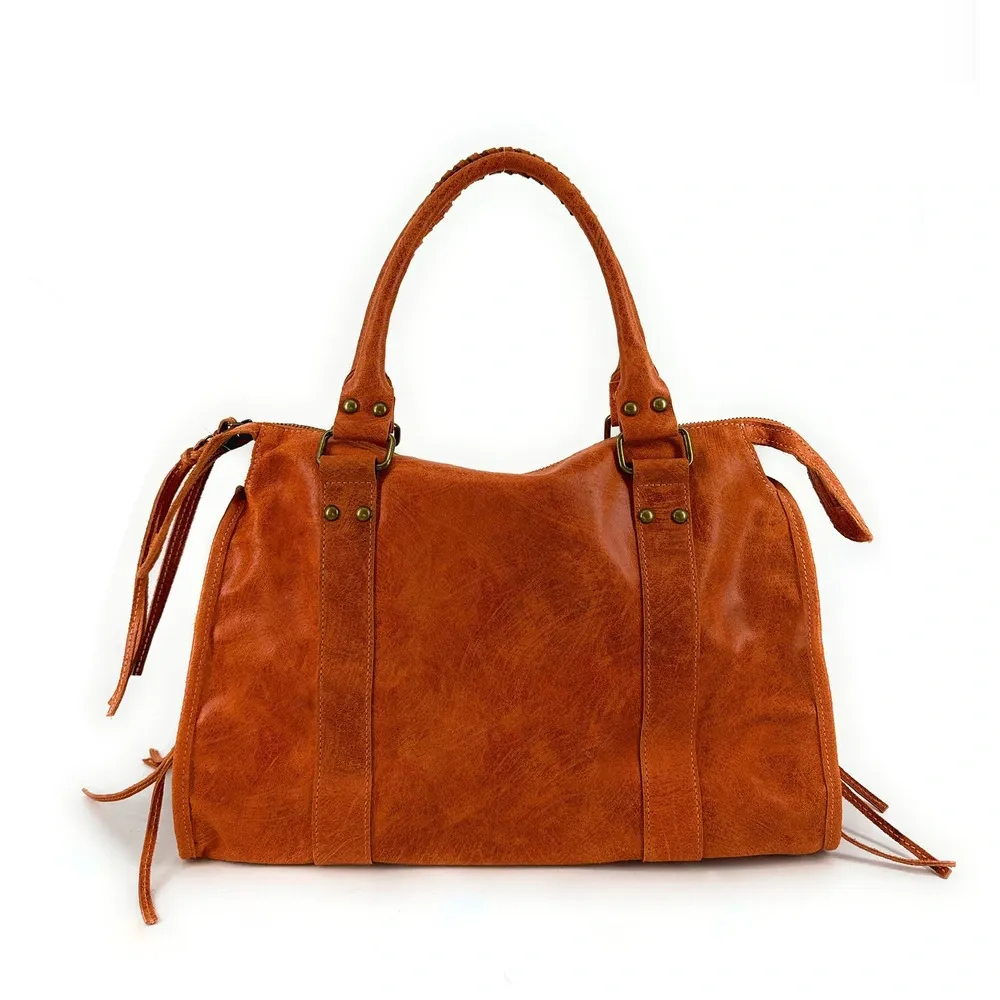 Sac à main en cuir brossé SANDSTORM Mandarine - Image 3