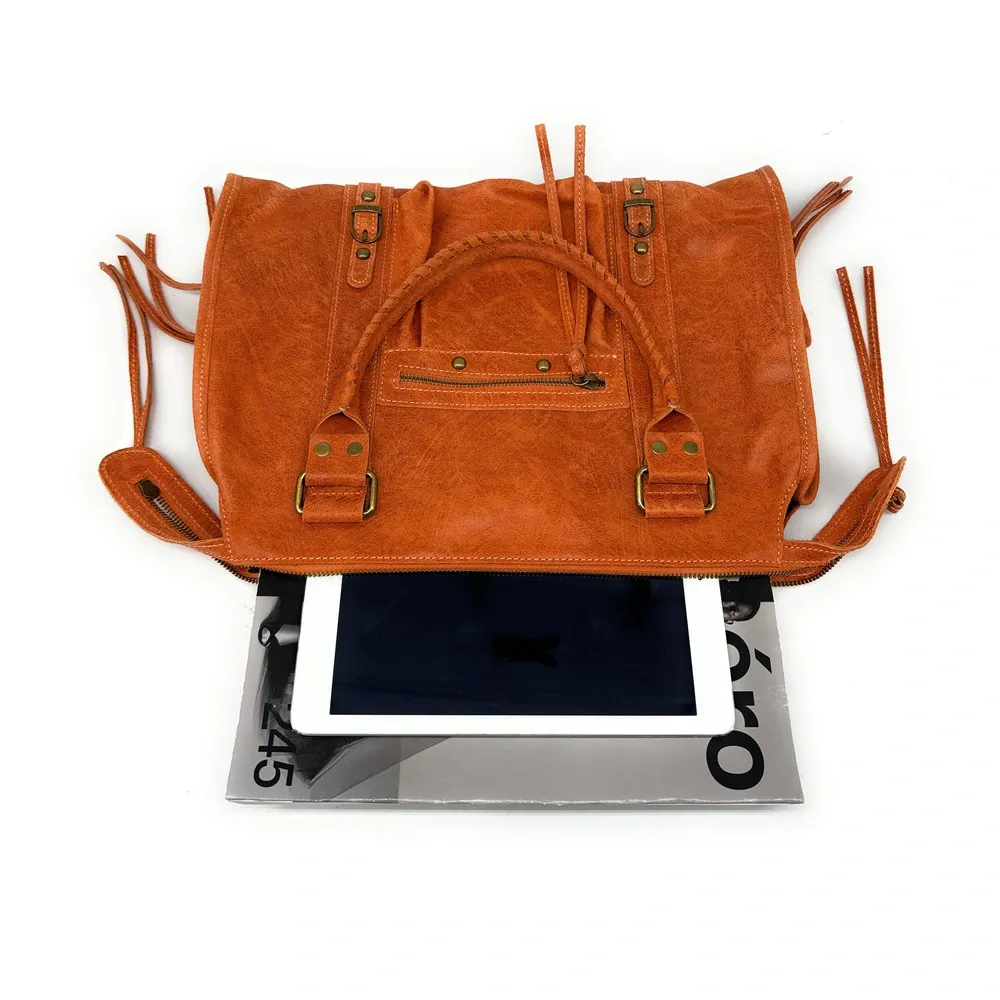 Sac à main en cuir brossé SANDSTORM Mandarine - Image 4