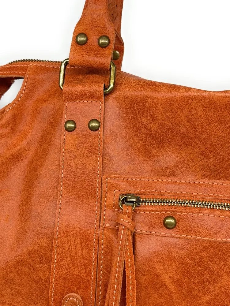 Sac à main en cuir brossé SANDSTORM Mandarine - Image 5