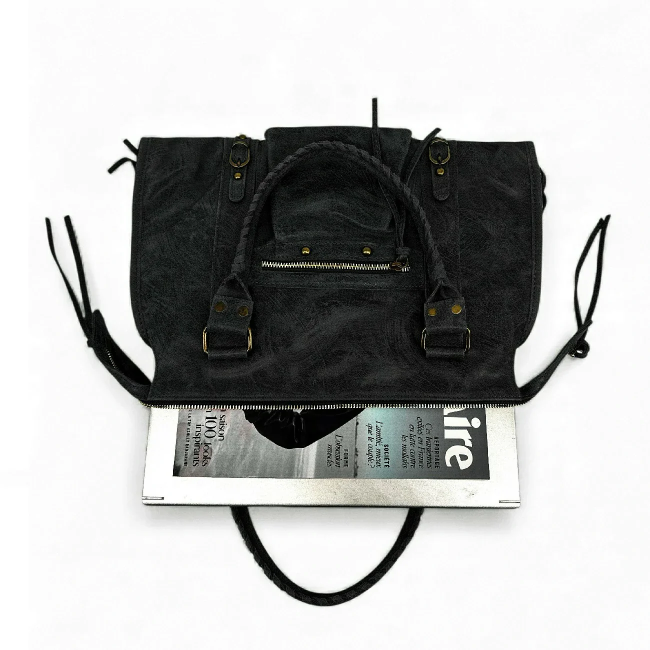 Sac à main en cuir brossé SANDSTORM Noir - Image 6