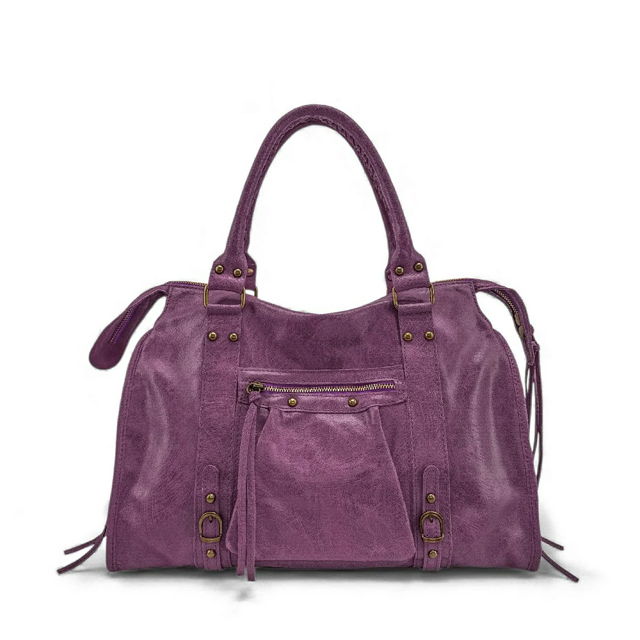 Sac à main en cuir brossé SANDSTORM Prune - Image 4