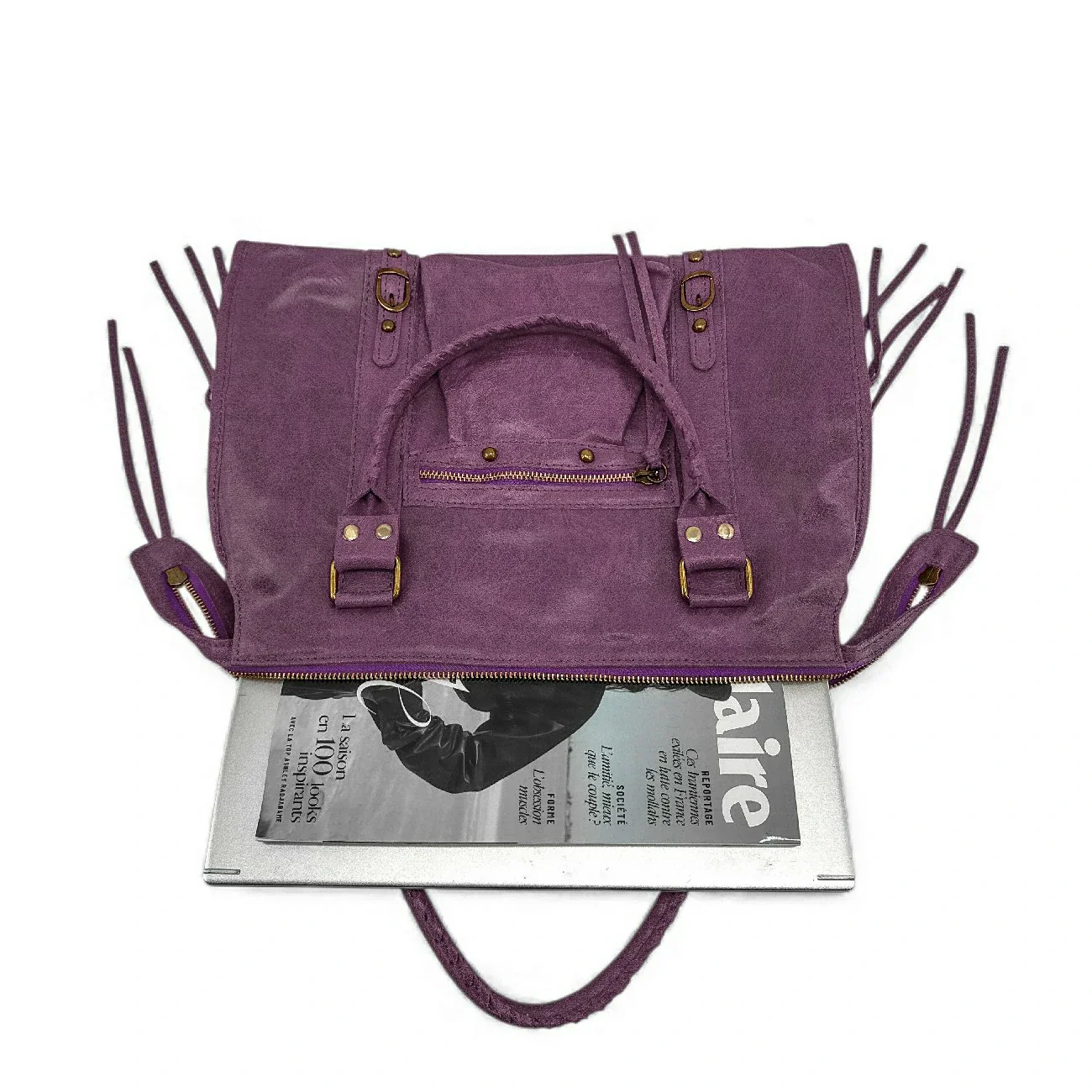 Sac à main en cuir brossé SANDSTORM Prune - Image 5