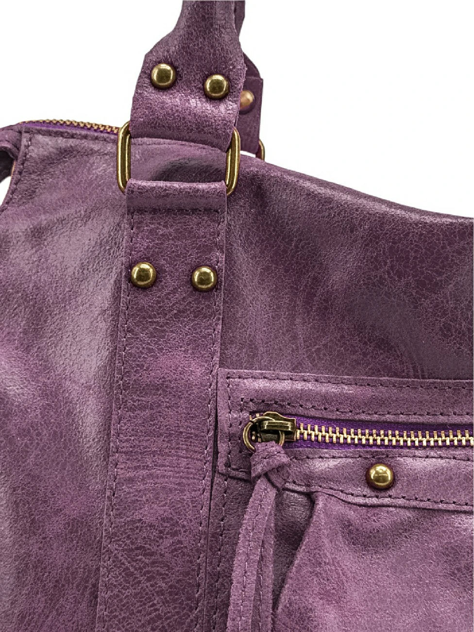 Sac à main en cuir brossé SANDSTORM Prune - Image 6