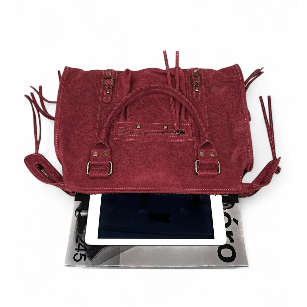 Sac à main en cuir brossé SANDSTORM Rouge bordeaux - Image 4