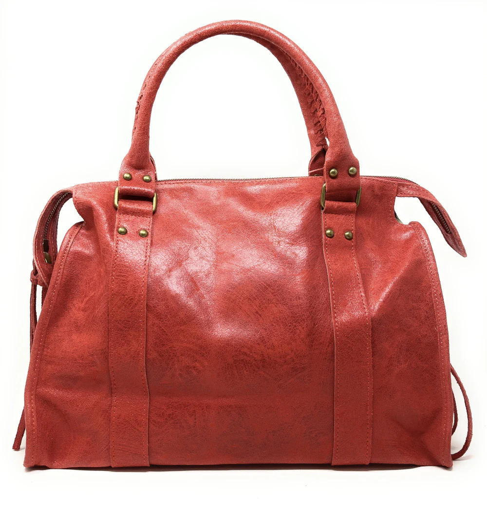 Sac à main en cuir brossé SANDSTORM Rouge fraise - Image 3