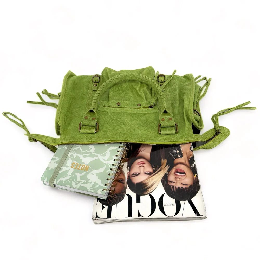 Sac à main en cuir brossé SANDSTORM Vert anis - Image 4