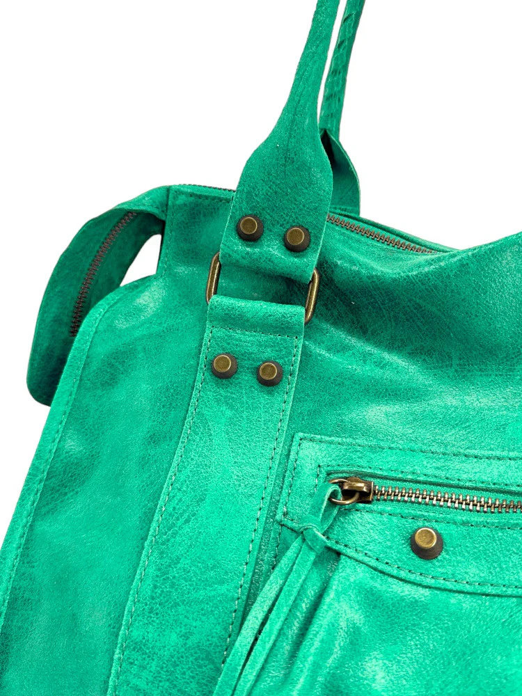 Sac à main en cuir brossé SANDSTORM Vert menthe - Image 5