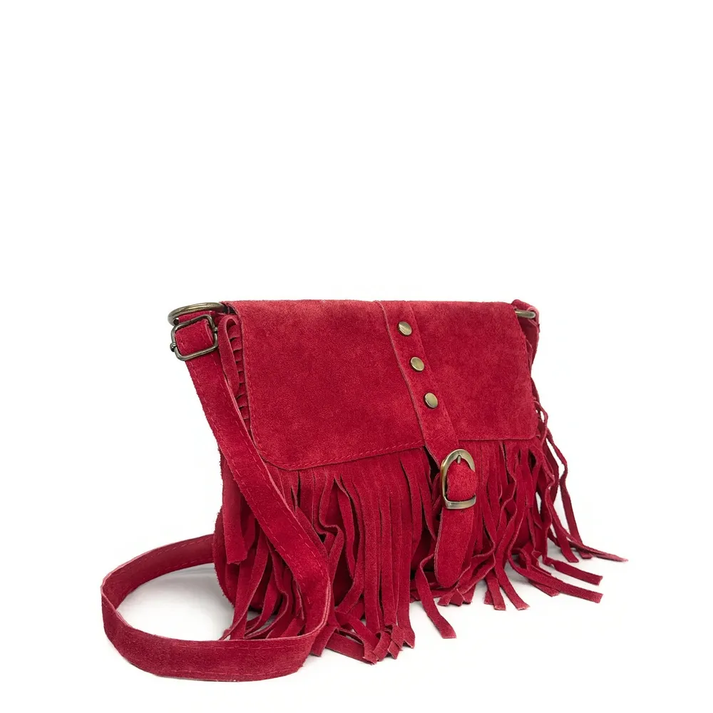 Sac à main en daim PARAISO Rouge intense - Image 2