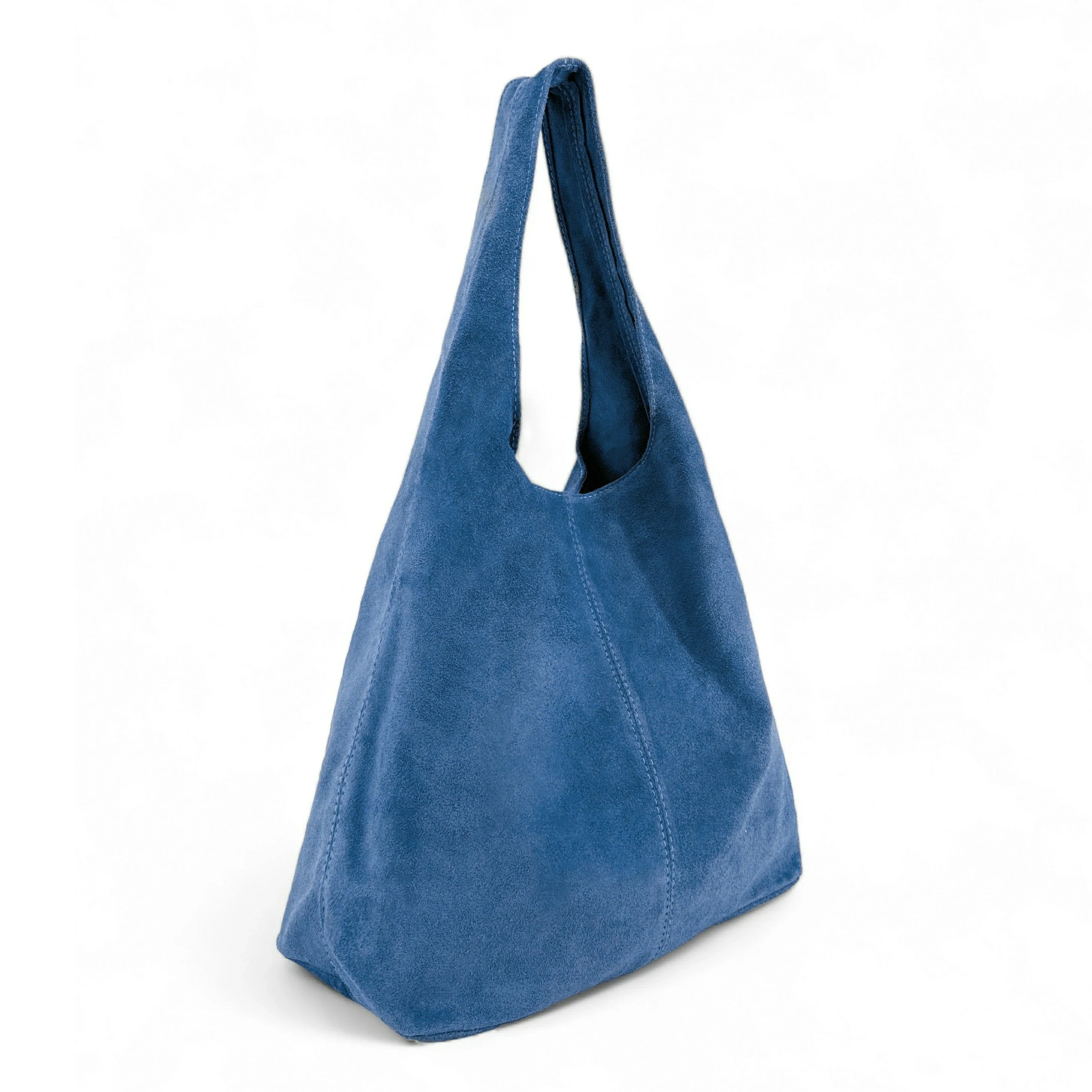 Sac à main de forme HOBO en daim EVA Bleu denim - Image 2