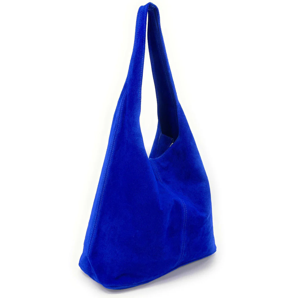 Sac à main de forme HOBO en daim EVA Bleu roi - Image 2