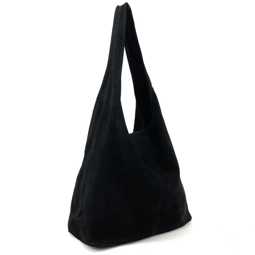 Sac à main de forme HOBO en daim EVA Noir - Image 2
